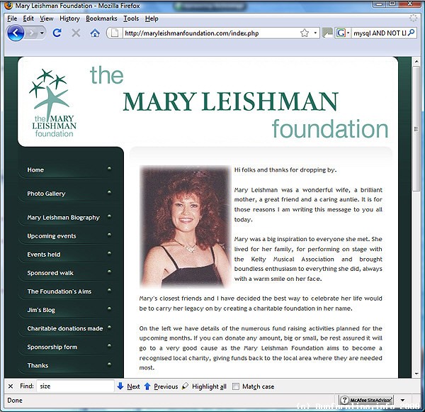Mary Leishman Foundation website